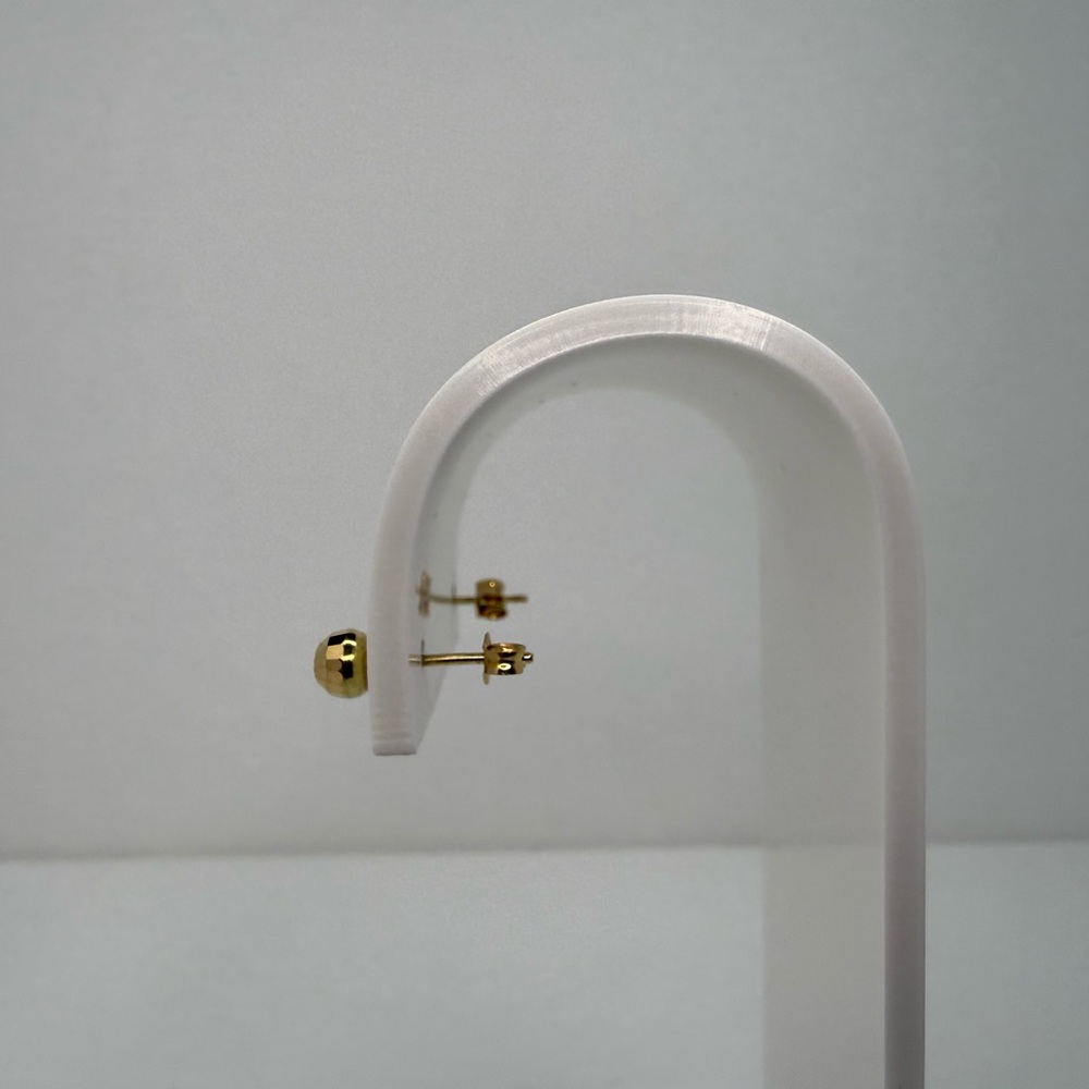 18K Genuine Gold Faceted Ball Stud Earrings (Preowned) - Picture 11 of 14